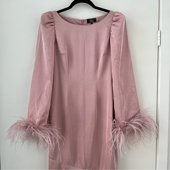 NWOT De La Vali Tupelo Satin Midi Dress Pink 4 - Picture 5 of 16